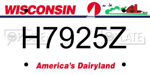 H7925Z Wisconsin License Plate