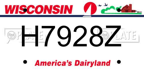 H7928Z Wisconsin License Plate