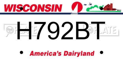 H792BT Wisconsin License Plate