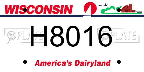 H8016 Wisconsin License Plate