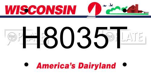 H8035T Wisconsin License Plate