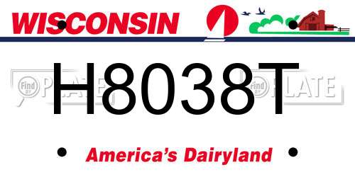 H8038T Wisconsin License Plate