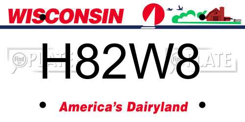 H82W8 Wisconsin License Plate