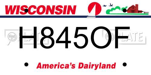 H845OF Wisconsin License Plate