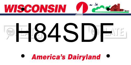 H84SDF Wisconsin License Plate