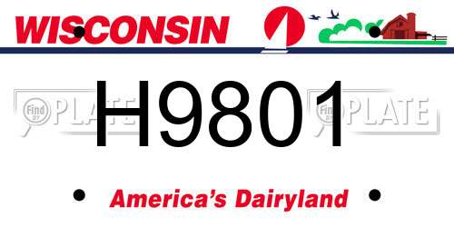 H9801 Wisconsin License Plate