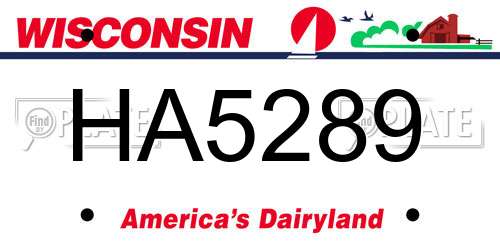HA5289 Wisconsin License Plate