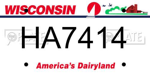 HA7414 Wisconsin License Plate