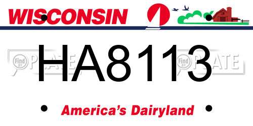 HA8113 Wisconsin License Plate