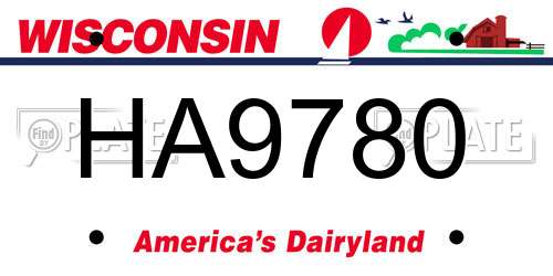 HA9780 Wisconsin License Plate