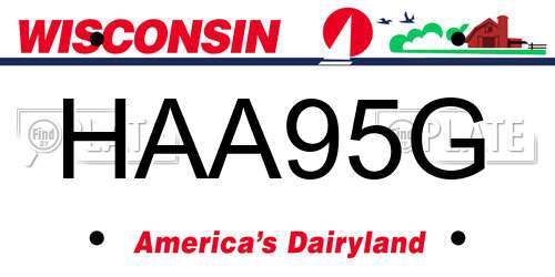 HAA95G Wisconsin License Plate