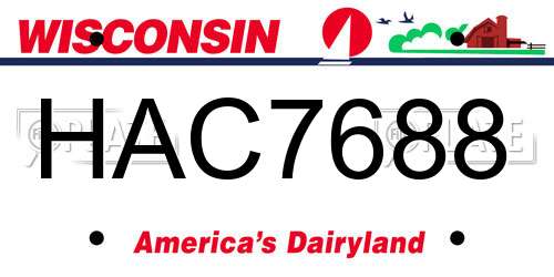 HAC7688 Wisconsin License Plate