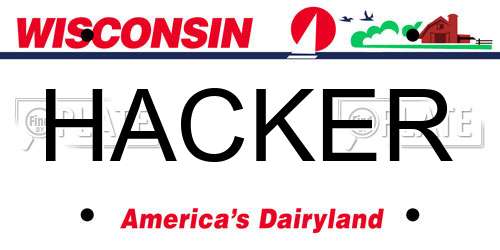 HACKER Wisconsin License Plate