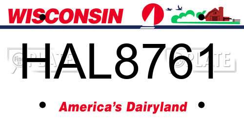 HAL8761 Wisconsin License Plate