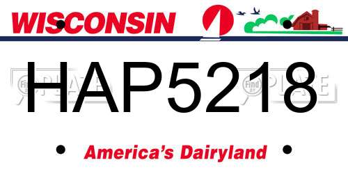 HAP5218 Wisconsin License Plate