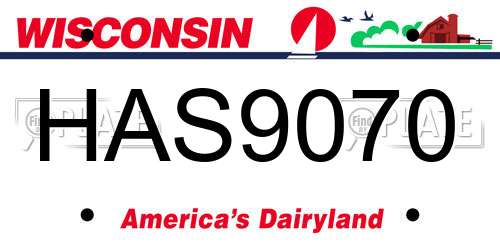 HAS9070 Wisconsin License Plate