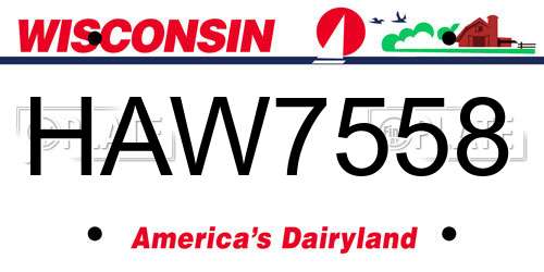 HAW7558 Wisconsin License Plate
