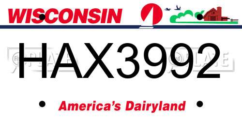 HAX3992 Wisconsin License Plate