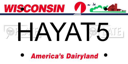 HAYAT5 Wisconsin License Plate