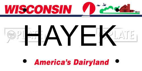 HAYEK Wisconsin License Plate