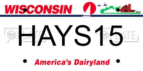 HAYS15 Wisconsin License Plate