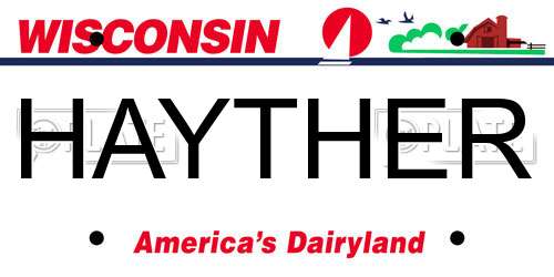 HAYTHER Wisconsin License Plate