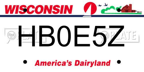 HB0E5Z Wisconsin License Plate