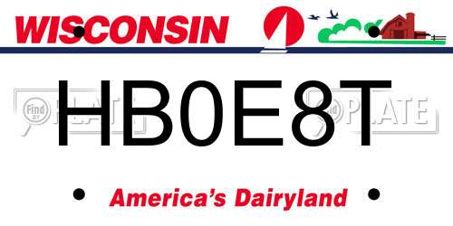 HB0E8T Wisconsin License Plate
