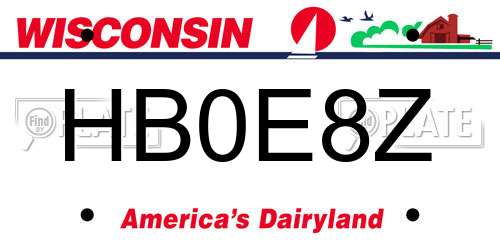 HB0E8Z Wisconsin License Plate
