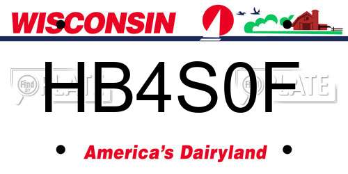 HB4S0F Wisconsin License Plate