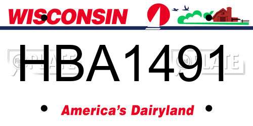 HBA1491 Wisconsin License Plate