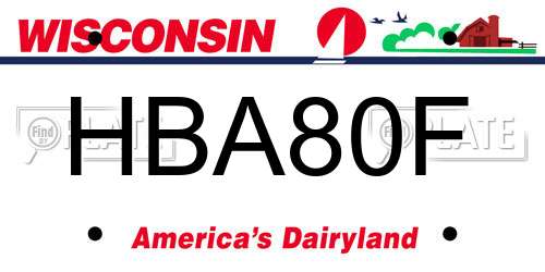 HBA80F Wisconsin License Plate