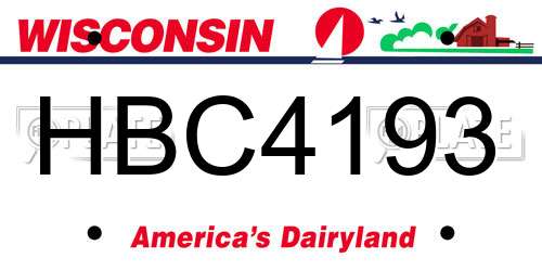 HBC4193 Wisconsin License Plate