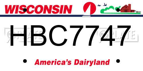 HBC7747 Wisconsin License Plate
