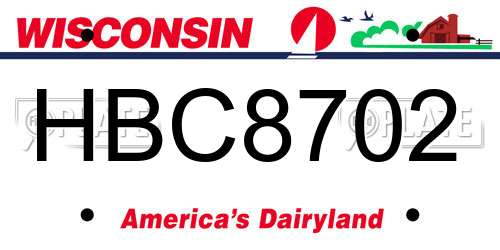 HBC8702 Wisconsin License Plate