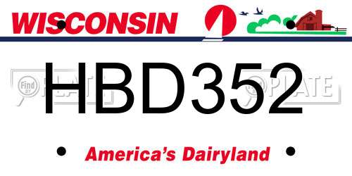 HBD352 Wisconsin License Plate