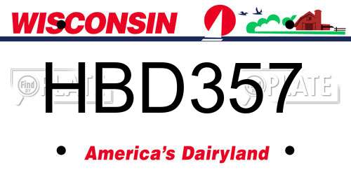 HBD357 Wisconsin License Plate