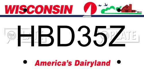 HBD35Z Wisconsin License Plate