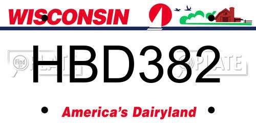 HBD382 Wisconsin License Plate