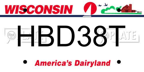 HBD38T Wisconsin License Plate