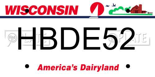 HBDE52 Wisconsin License Plate