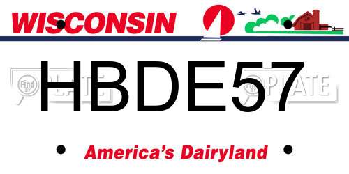 HBDE57 Wisconsin License Plate