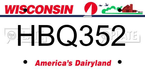 HBQ352 Wisconsin License Plate