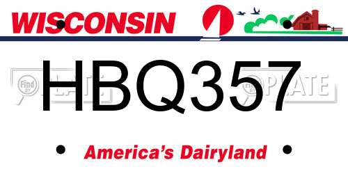 HBQ357 Wisconsin License Plate