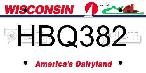 HBQ382 Wisconsin License Plate