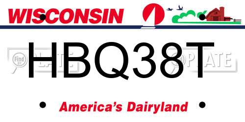 HBQ38T Wisconsin License Plate