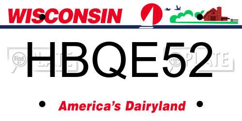 HBQE52 Wisconsin License Plate