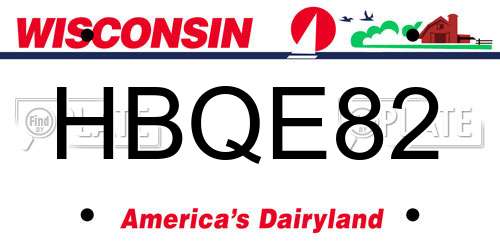 HBQE82 Wisconsin License Plate