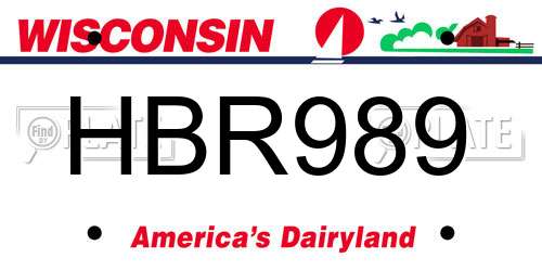 HBR989 Wisconsin License Plate