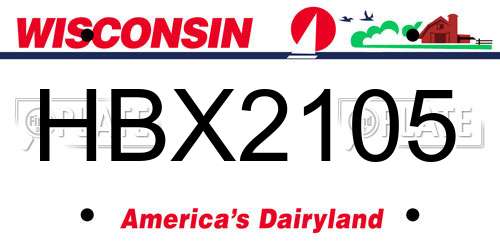 HBX2105 Wisconsin License Plate